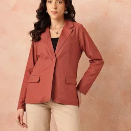 all about you Women Solid Double Breasted Casual Blazer image 3