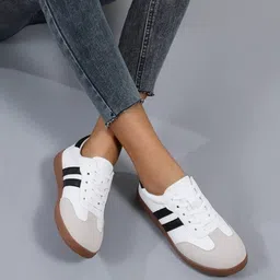 shozie Colorblock Flat Sneakers with Ultra Soft Cushion Lace Up Every Day Comfort Shoes Sneakers For Women image 5