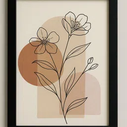 mishra Abstract Boho Flower Design-For Living Room, Bedroom & Office(Black Frame) 13 inch Photo-picture-16