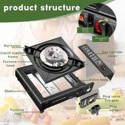 techel Portable Lightweight One Burner Gas Stove ASQ16 Stainless Steel Manual Butane Gas Stove image 5