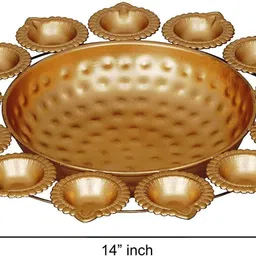 jaipurcrafts Diya Shape Flower Decorative Urli Bowl for Home Handcrafted Bowl Iron Tealight Holder image 5