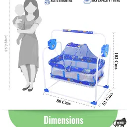 flipzon Premium New Born Baby Cradle with Mosquito Net Bassinet image 2