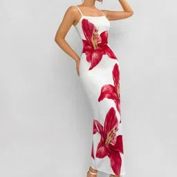 kaizone Women Bodycon White Knee Length Dress-picture-21
