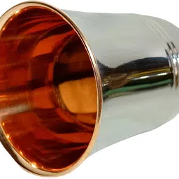 a & h enterprises (Pack of 2) Copper Steel Water Glasses Set Plain Design(220 ml Each) Set of 2 pcs H47 Glass Set Water/Juice Glass image 3