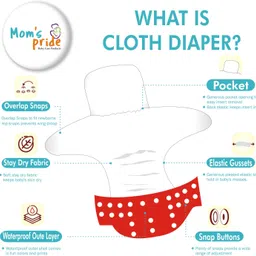 mom's pride Reusable Solid Pocket Cloth & Printed Diaper With 2 Inserts (Yellow- Sky color) image 3