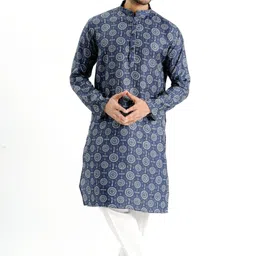 jodidar Men Printed Cotton Blend Straight Kurta-picture-11