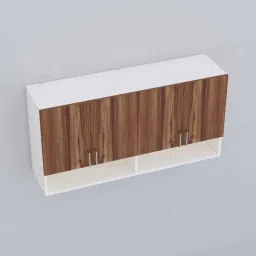 specialitypanels 4 Doors Modular Wall Mounted Kitchen Cabinet with Organizer Shelf in Aisan Walnut Finish image 5