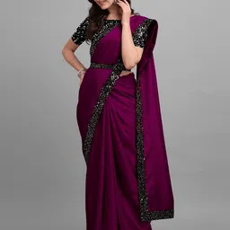 houseofcommon Embellished Bollywood Lycra Blend Saree image 5