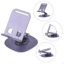 RixHub Phone Stand 360Rotation, Height Adjustable for Table, Desk, Metal Base Mobile Holder image 5
