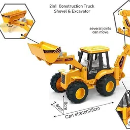 kidzoy Plastic 2 In 1 Bulldozer And Excavator Construction Toy Vehicle For Kids image 3