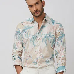 mufti Men Slim Fit Printed Spread Collar Casual Shirt-picture-22