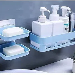ABS Plastic Multipurpose Bathroom Shelves With Soap Stand Holder Organizer Plastic Wall Shelf-image-57