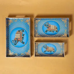 amimashop Set of 3 Wooden Serving Trays |Wooden Tray for Home Decor & Organizer Tray-picture-26