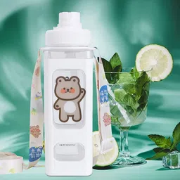 garihc enterprise Water Bottle with belt and 3D&2D Stickers, BPA Free Kawaii Bottle-picture-11