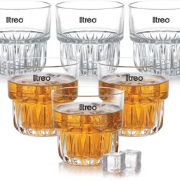 treo (Pack of 6) Empress Whiskey Glass, Crystal Clear Tumbler Glass Set Whisky Glass-picture-18