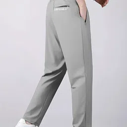 lripsome Men Solid Grey Track Pants image 3