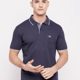 duke Men Solid Polo Neck Cotton Blend Blue T-Shirt-picture-39