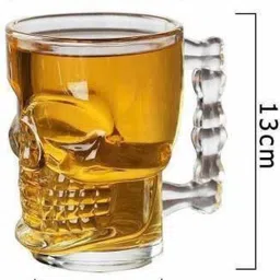 jay mahakali Skull Beer Glass Glass Beer (520 ml, Pack of 2) Glass Beer Mug image 4