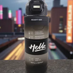 organzee Hello Motivational Water Bottle | BPA-Free Leakproof with Time Marker 800 ml Water Bottle-picture-40