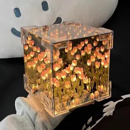 dykidrah DIY Tulip Cube Mirror Lamp, 30 Flowers Night Lamp image 4