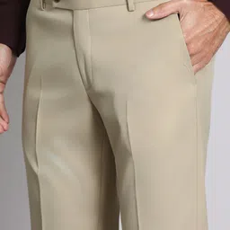arrow Men Tapered Beige Polyester Trousers image 5