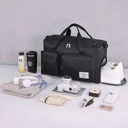 lifeindia 41 L Gym Duffel Bag - Luxury Fashion Fitness Bag in Oxford Material with Multifunctional Open - Black image 4