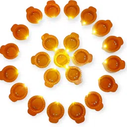 ketaketi Water Sensor Electric LED Brown Diya for Diwali,Decor Plastic (Pack of 24) Plastic (Pack of 24) Table Diya-picture-14