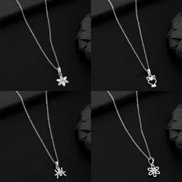 boghra sales Combo of 4 Traditional 18 inch Daily Wear Necklace Set for Women Diamond Silver, Rhodium Plated Silver, Alloy Necklace-picture-19