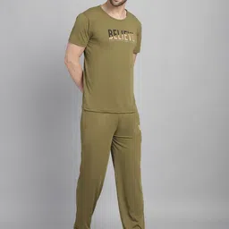 mack jonney Men Top & Pyjama Set Green Printed image 4