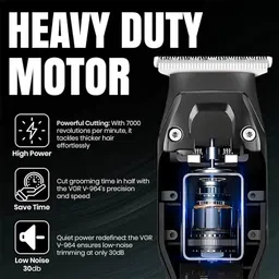 VGR PRO Professional Rechargeable cordless Pro Self Haircut Hair Clipper Type C Trimmer 100 min Runtime 3 Length Settings image 4