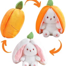 gking Reversible Carrot Bunny Plush Toy Versatile Stuffed Animal with Zipper Soft Toy - 25 cm-picture-14