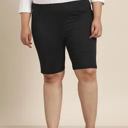 Solid Women Black Regular Shorts-image-28