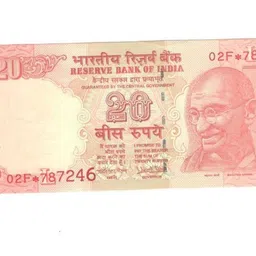 antique collection 20 Rupees Paper Printed Currency image 1