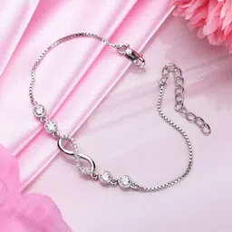 zavya Sterling Silver Cubic Zirconia Rhodium Bracelet image 1