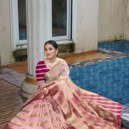 aarunika sbt Solid/Plain Bollywood Organza Saree image 1