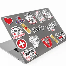 RINKON Doctor Stickers Dr Laptop Medical Doodle Doctors Nurse Vinyl Laptop Decal 15.6-picture-41