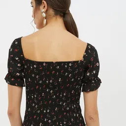 harpa Casual Regular Sleeves Printed Women Black Top image 2