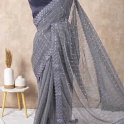 miracletex Digital Print Daily Wear Lycra Blend Saree image 5