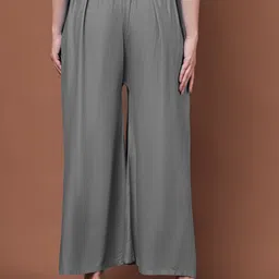 valles365 by s.c. Pack of 2 Women Flared Grey, Green Viscose Rayon Trousers image 2