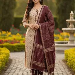 qualityfabric Women Cotton Blend Kurta Pant Dupatta Set-picture-47