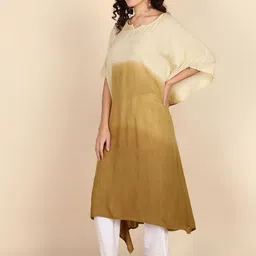 maaesa Solid Crepe Women Kaftan image 2