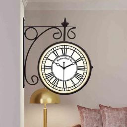 random Double Sided Vintage Multicolour Metal Station Clock-picture-20