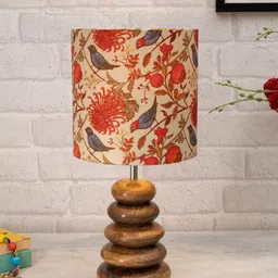 homesake Walnut Multi-Pebble Wood Table Lamp with Flower Bird Shade LED Bulb Included, Table Lamp-picture-11