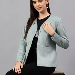 cantabil Women Solid Single Breasted Casual Blazer image 5