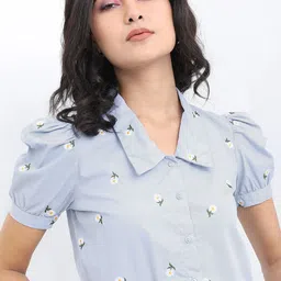 tokyo talkies Women Regular Fit Printed Cut Away Collar Casual Shirt image 1