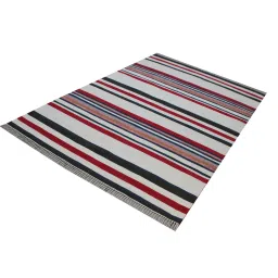 mric Multicolor Striped Wool 5 x 7 Feet Hand Woven Carpet image 3