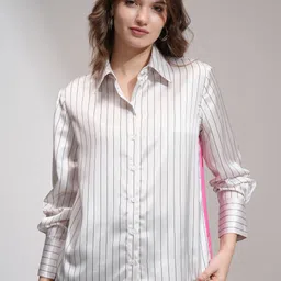 tokyo talkies Women Regular Fit Striped Spread Collar Casual Shirt image 1