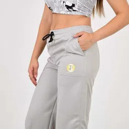 romaan fashion Women Solid Grey Track Pants image 2