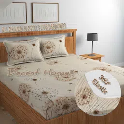 Cotton Queen Fitted (Elastic) 240 TC Floral Bedsheet-image-7