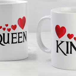 aaravgraphics Mickey & Minnie 'King and Queen' Couple's Set (Set of 2) Ceramic Coffee Mug-picture-12